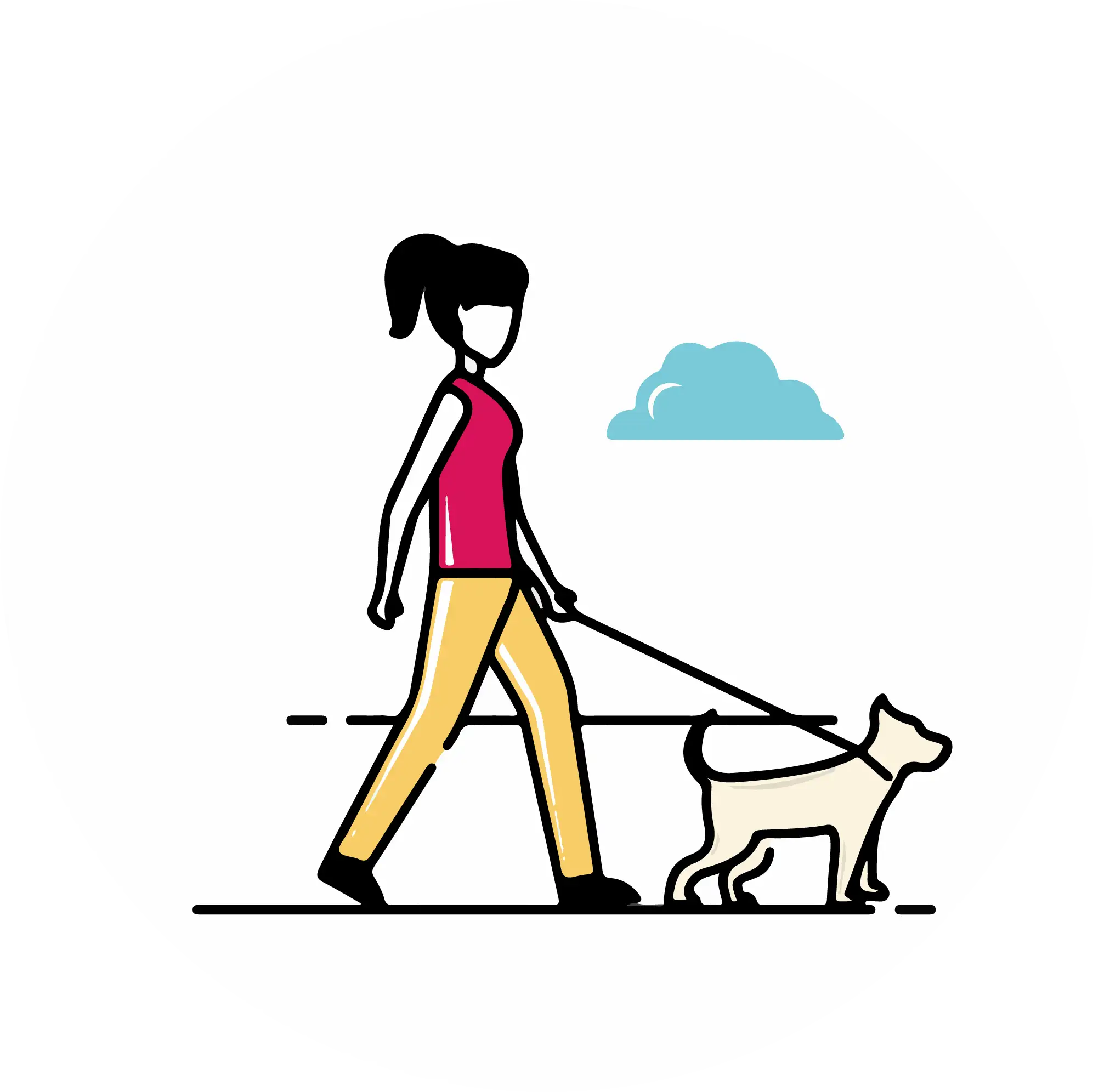 Icone dame qui balade un chien