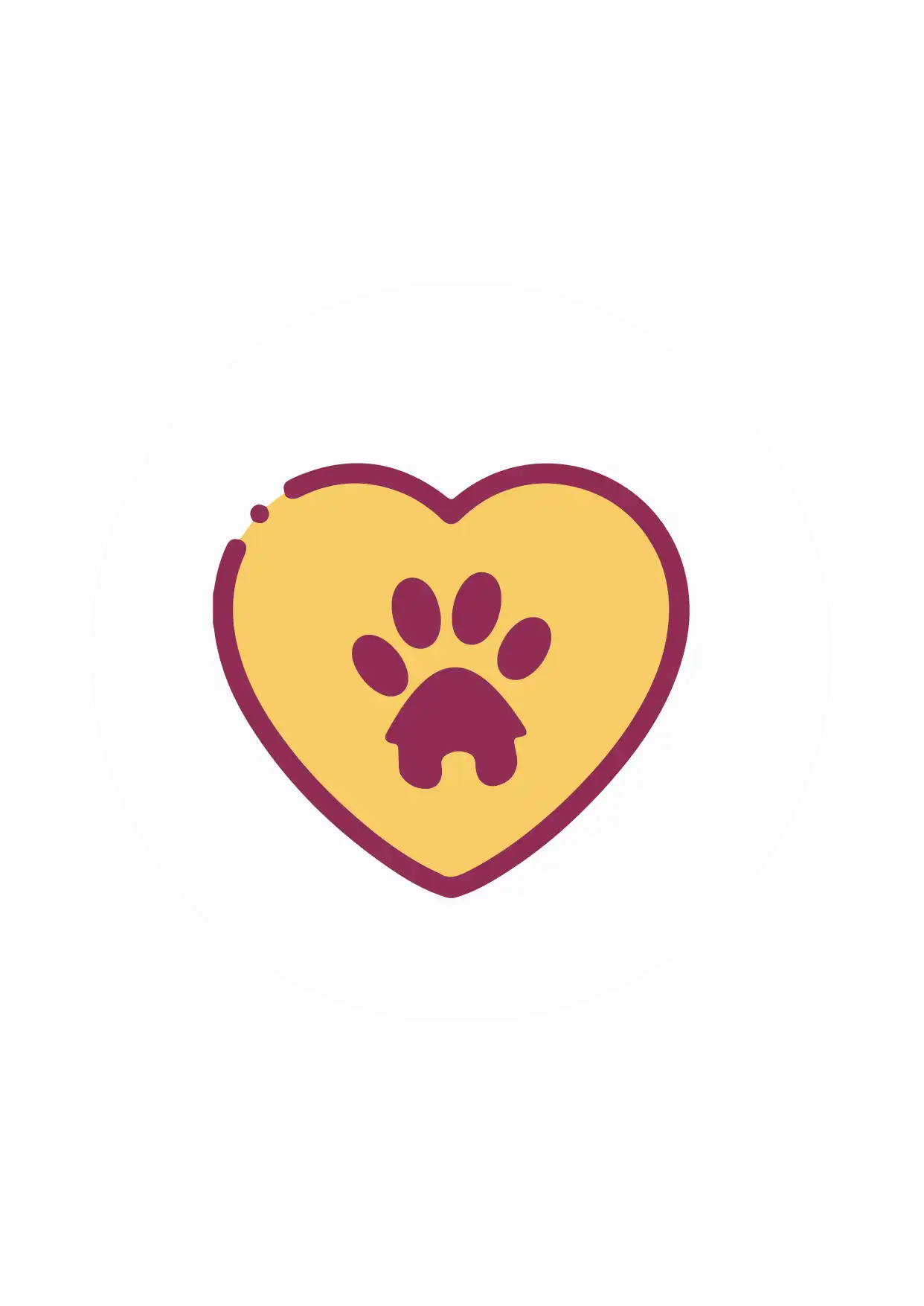 Icone d'un coeur avec l'empreinte de chien du logo de Pet's Ecla