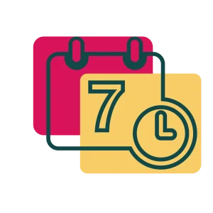 Icone d'un calendrier avec horloge pour illustrer le gardiennage